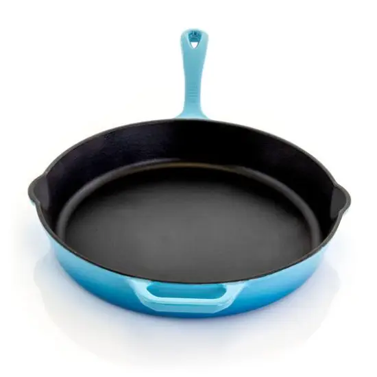 MegaChef 12" Round Blue Enamel Cast Iron Skillet {3}