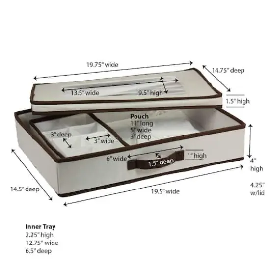 Household Essentials 19" Flatware Storage Box White and Brown {4}