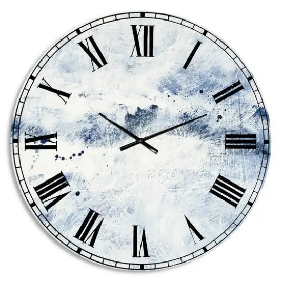 Designart Blue Wipe Out Farmhouse Wall Clock {1}
