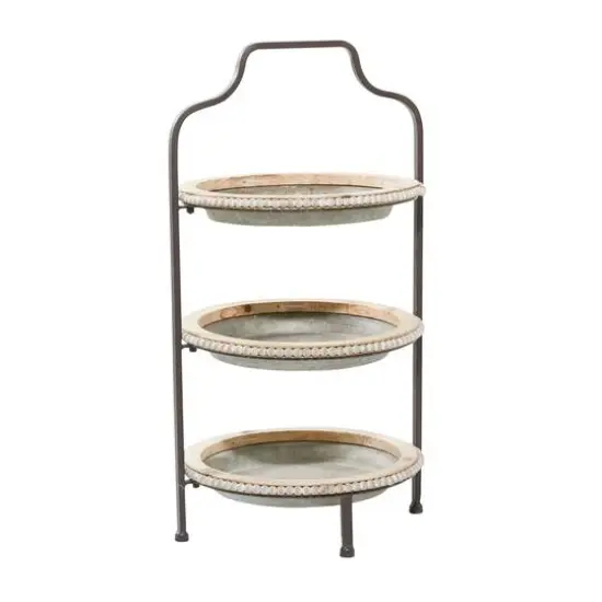 Gray Metal Farmhouse Tiered Server, 29" x 16" x 15" {1}