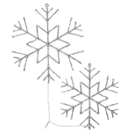 6-Point Star Ice Crystal Snowflake Pair with LED Lights {8}