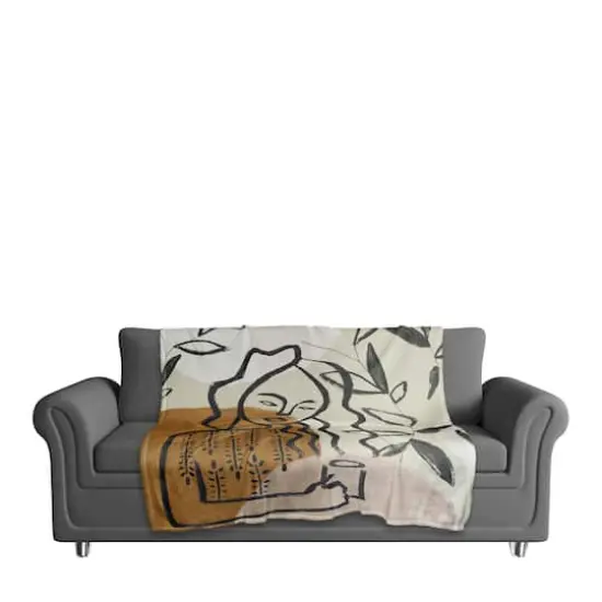 Earthy Abstract Figure II 50" x 60" Coral Fleece Blanket {4}