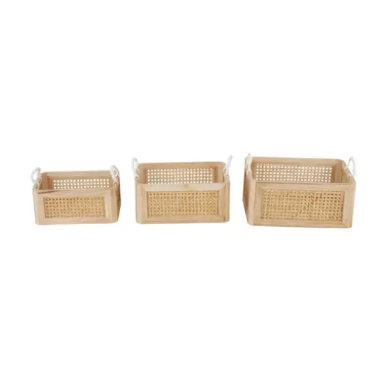 Brown Rattan Woven Storage Basket Set, 3ct. {3}