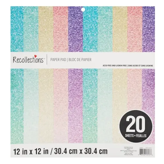 Signature&trade; Ombre Glitter Paper Pad by Recollections&reg;, 12" x 12" {1}
