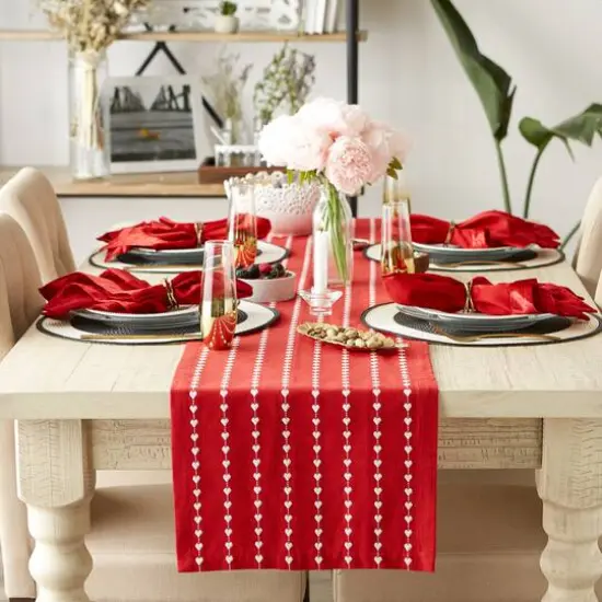 DII&reg; 72" White Hearts Dobby Table Runner {5}