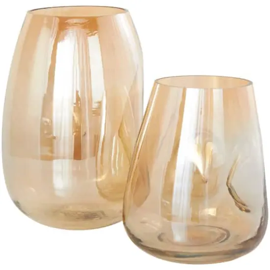 Iridescent Gold Concaved Glass Vase Set {5}