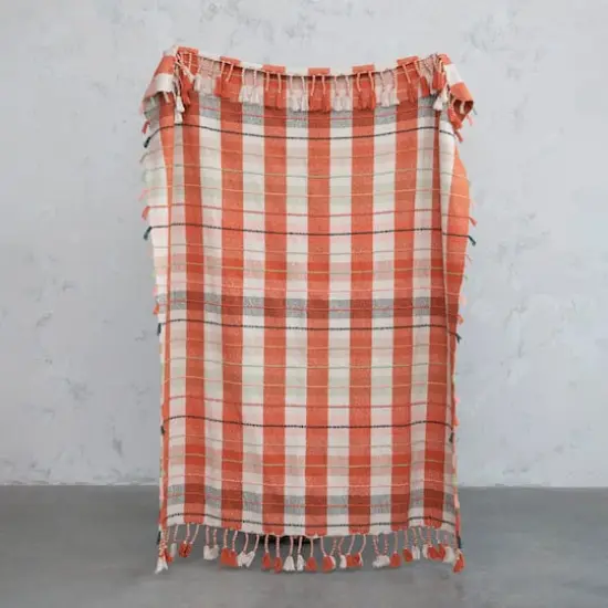 Hello Honey&reg; Warm Tone Plaid Cotton Blend Throw Blanket {5}
