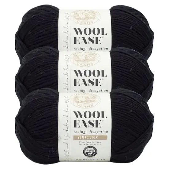 3 Pack Lion Brand&reg; Wool-Ease&reg; Roving Origins Yarn Black {1}