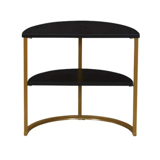 Household Essentials 18" 2-Tier Half Moon End Table Black {9}