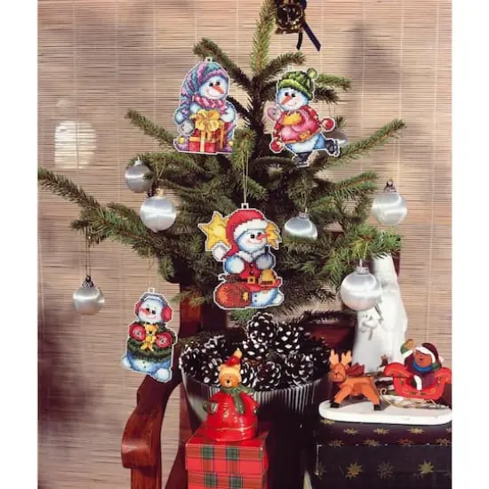 Orchidea Snowmen Set Plastic Canvas Plastic Canvas Counted Cross Stitch Kit {3}