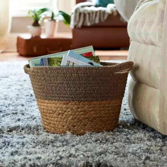 Household Essentials 8.5" Brown Corn & Hyacinth Wicker Basket {8}