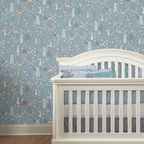 RoomMates Dark Gray Spring Forest Pals Peel & Stick Wallpaper {3}