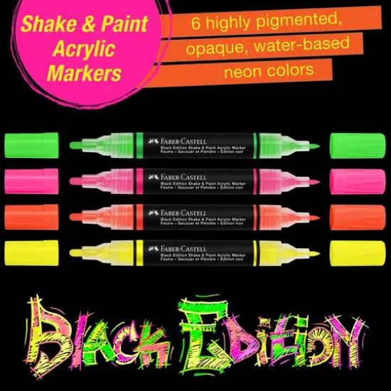 Faber-Castell 4 Color Neon Shake & Paint Acrylic Markers {3}
