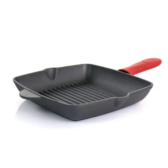 MegaChef Pre-Seasoned 4 Piece Cast Iron Set With Silicone Handles {5}