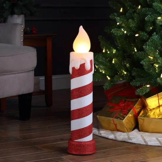 24" Red & White Blow Mold Stripe Candle {3}