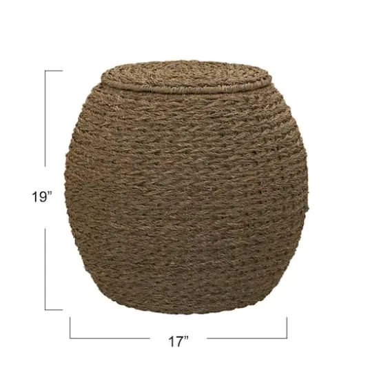 Household Essentials 19" Woven Natural Seagrass Storage End Table {5}