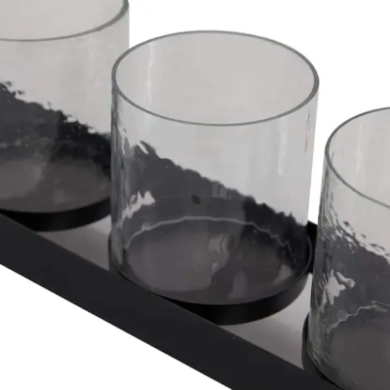 Set of 2 Black Metal Candle Holder, 12.75", 21.25" {5}