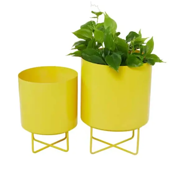 Yellow Modern Planter, Set of 2" 16", 13" {1}