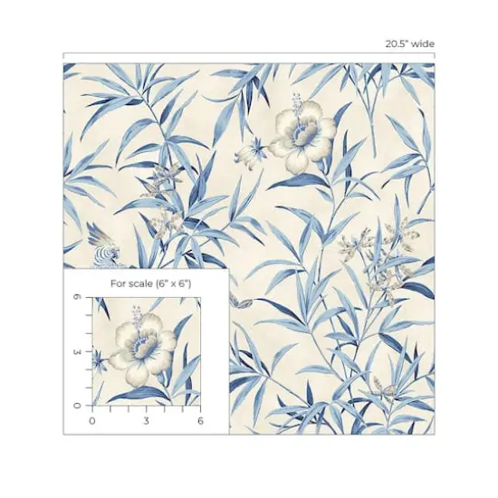 Surface Style Bamboo Garden Peel & Stick Wallpaper Cornflower {4}
