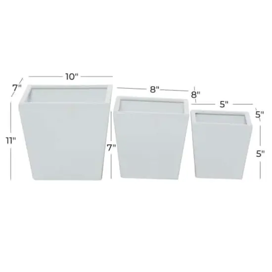 White Modern Planter, Set of 3" 7", 11", 5" {8}