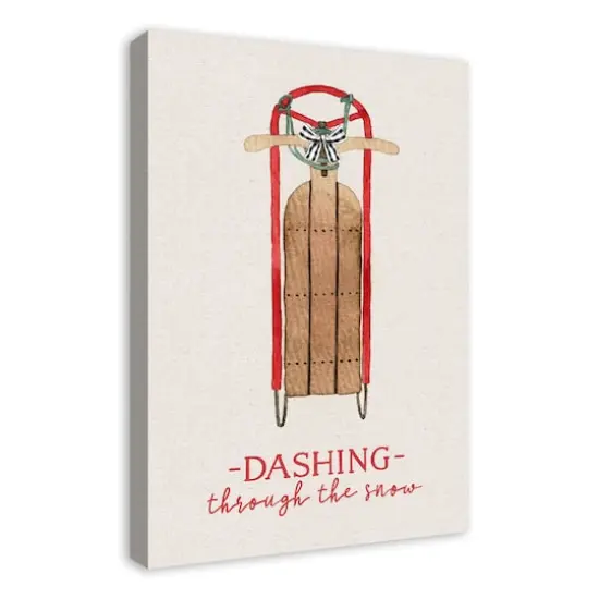 Dashing Snow Sled 20x30 Canvas Wall Art {3}