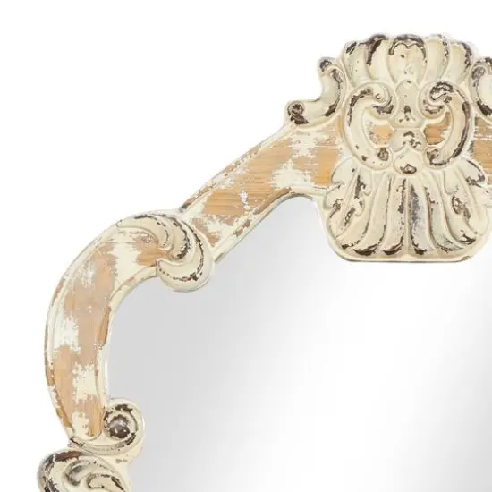 Cream Vintage Wood Wall Mirror, 39" x 25" {4}