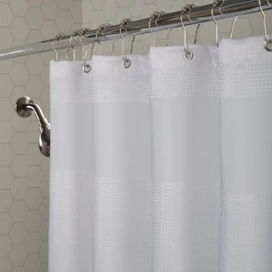 Elle D&eacute;cor White Jacquard Weave Shower Curtain {5}