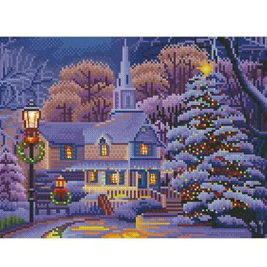 Sparkly Selections House & Christmas Tree Pre-Framed Diamond Painting Kit with Backlighting {5}