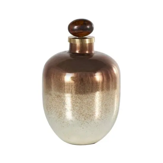 13" Gold, Beige & Copper Glass Speckled Ombre Decorative Jar {7}