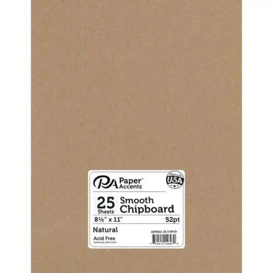 PA Accents&trade;1X Heavy 52pt. Natural Chipboard, 8.5" x 11" {1}