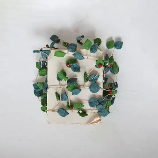 Hello Honey&reg; 6ft. Green Leaves & Berries Handmade Felt Garland {3}