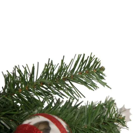 24" Unlit Red & Silver Holly Ball & Pine Cone Teardrop Swag {6}