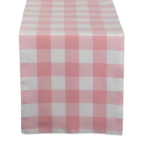 DII&reg; 108" Buffalo Check Table Runner Pink/White {1}
