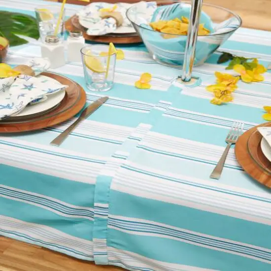 DII&reg; Beach House Stripe Print Outdoor Tablecloth With Zipper 60 Round {11}