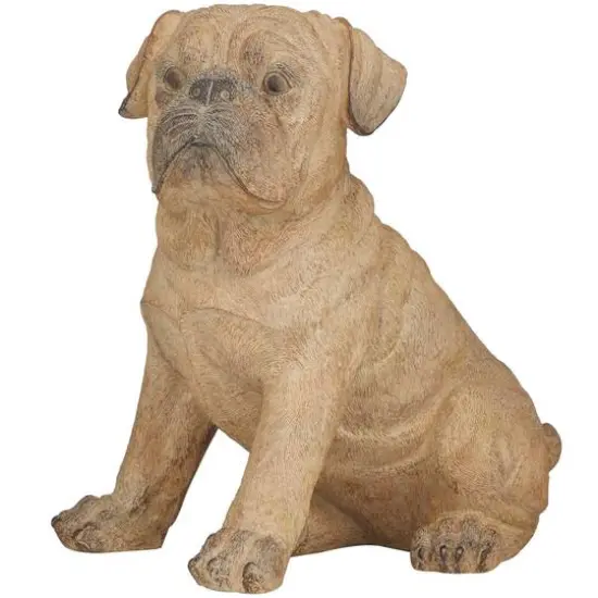 15" Light Brown Polystone Pug Sculpture {1}