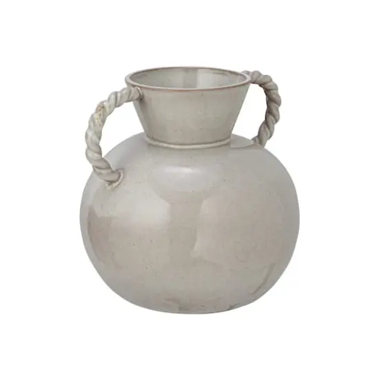 Hello Honey&reg; 9.25" Cream Reactive Glaze Stoneware Vase with Twisted Handle {1}