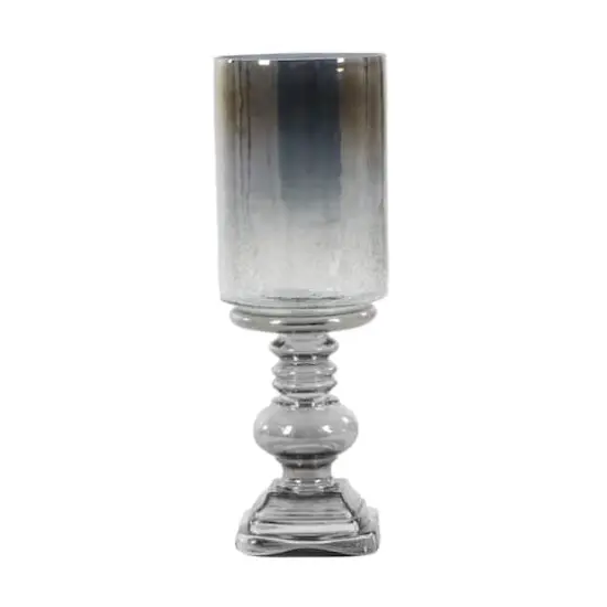 17" Black Glass Traditional Candle Holder {4}