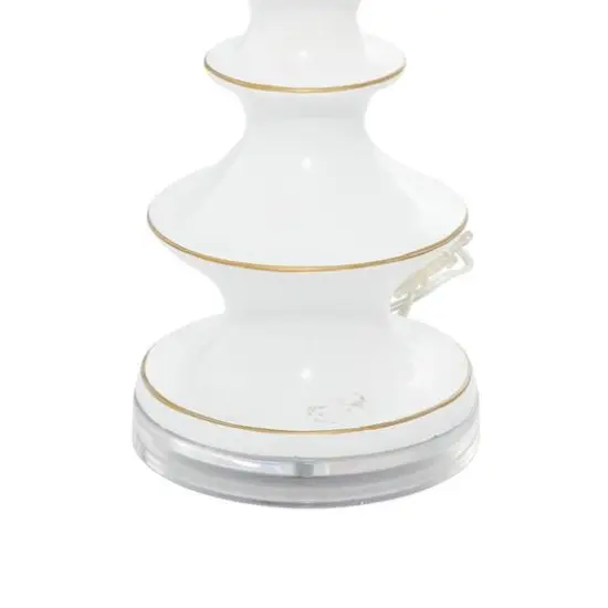 30" White Polystone & Iron Traditional Table Lamp {4}