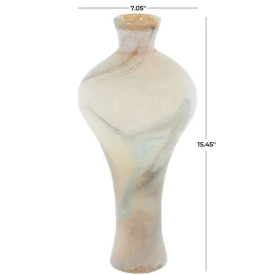 Cream, Tan & Blue Distressed Glass Vase {8}