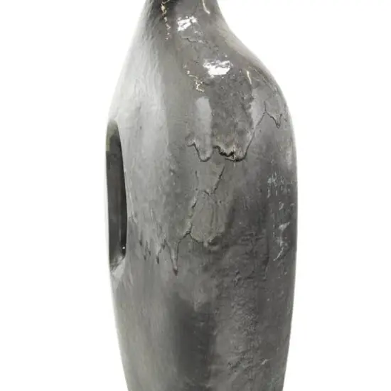 Gray Paper Mache Marble Inspired Decorative Vase with Cutout Handle {8}