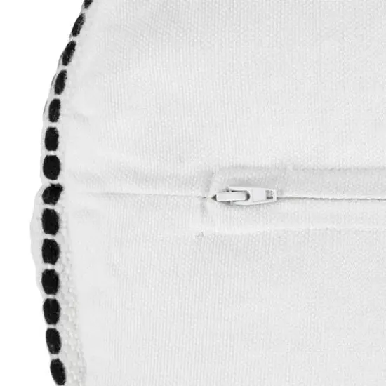 18" White & Black Striped Outdoor Woven Pouf Ottoman {7}