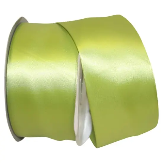 JAM Paper 2.5'' x 50yd. Double Face Satin Ribbon Green Grass {1}