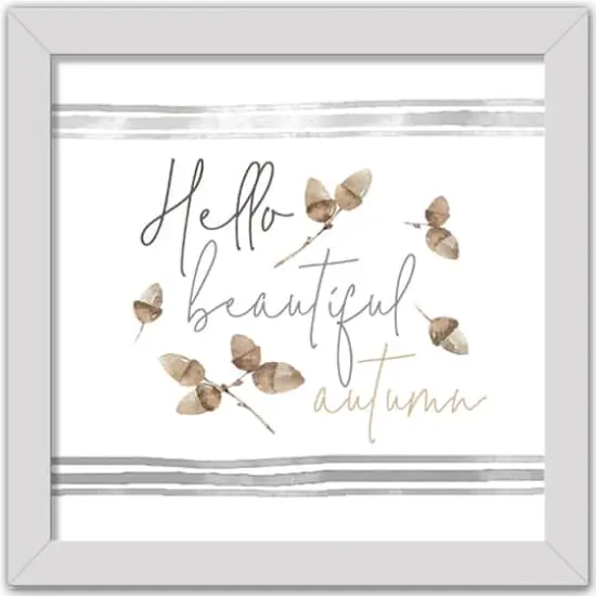 Hello Autumn Framed Print Wall Art {1}