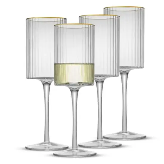 JoyJolt&reg; Christian Siriano 11.5oz. Optic Gold Rim White Wine Glasses, 4ct. {4}
