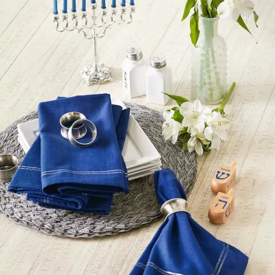 DII&reg; Blue with Silver & Gold Border Napkins, 6ct. {6}