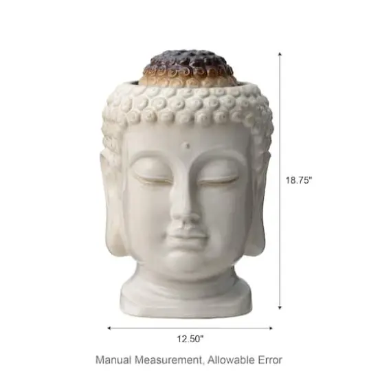 Glitzhome&reg; 18.75" Zen-Style LED Buddha Head Ceramic Outdoor Fountain {5}