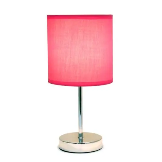 Creekwood Home Nauru 12" Brushed Nickel Petite Metal Stick Table Lamp Hot Pink {6}