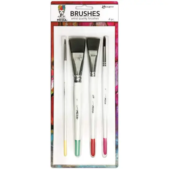Dina Wakley Media Flat & Fine Point Brushes, 4ct. {1}