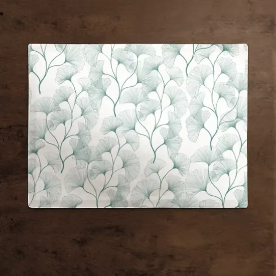 18" Teal Gingko Poly Twill Placemat {3}