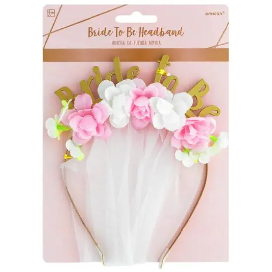 Bride-to-Be Floral Headband with Wedding Veil {1}